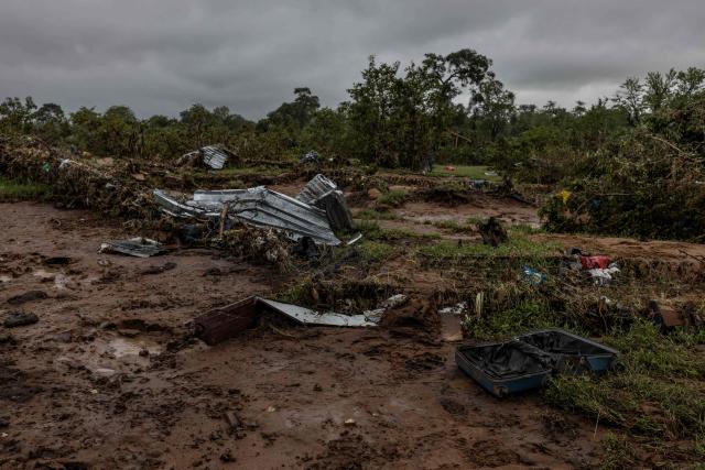 A general view of remnants of homes washed away following floods in Mbaula village, 50 km from Giyani on January 17, 2026 following heavy rains over much of the Limpopo Province, South Africa. Heavy rains have drenched the northeast of the country since late last year, claiming at least 30 lives. (Photo by Paul Botes / AFP)