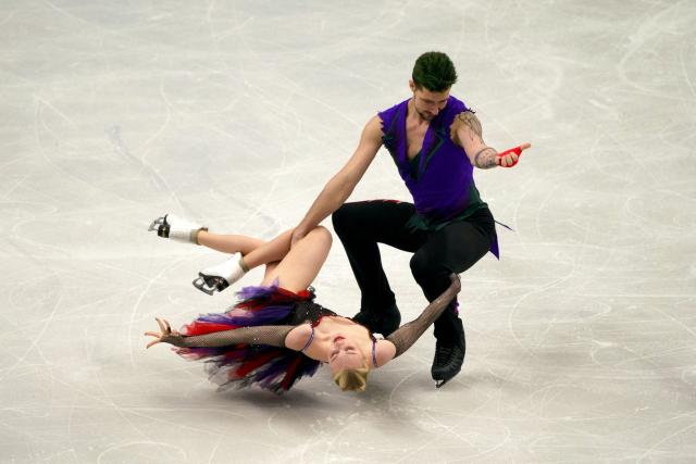 Hungary's Mariia Ignateva and Danijil Leonyidovics Szemko perform during the Ice Dance Free Dance on the final day of the ISU Figure Ice Skating European Championships in Sheffield, northern England on January 17, 2026. (Photo by Ian HODGSON / AFP)