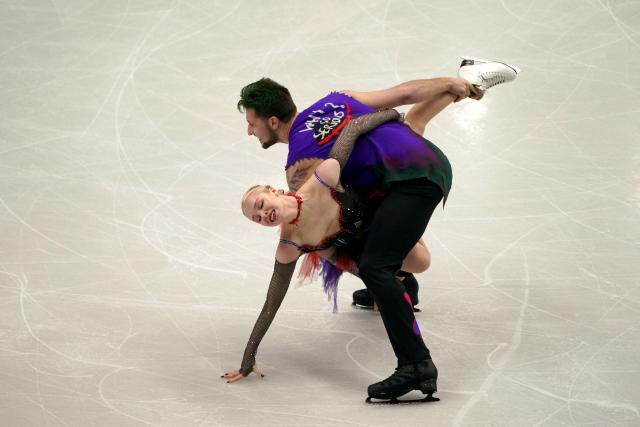 Hungary's Mariia Ignateva and Danijil Leonyidovics Szemko perform during the Ice Dance Free Dance on the final day of the ISU Figure Ice Skating European Championships in Sheffield, northern England on January 17, 2026. (Photo by Ian HODGSON / AFP)