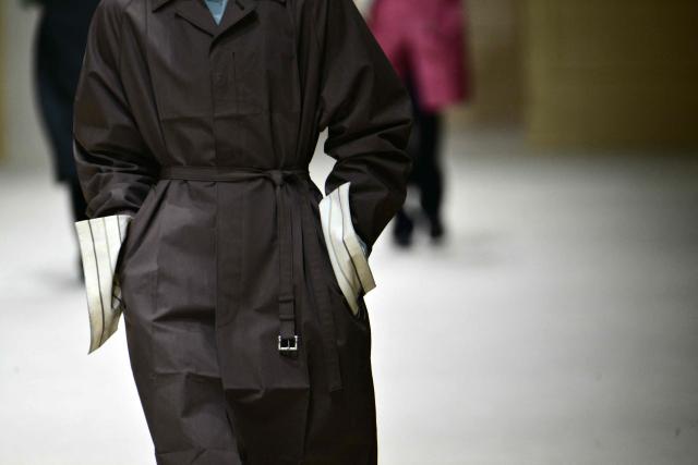 A model walks the runway during the Prada collection show as part of Men's Fall/Winter 2026-2027 Milan's fashion week, on January 18, 2026. (Photo by Stefano RELLANDINI / AFP)