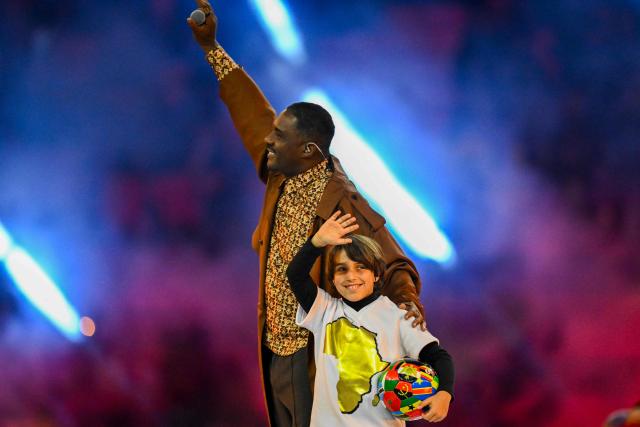 British actor Idris Elba attends the opening ceremony of the Africa Cup of Nations (CAN) final football match between Senegal and Morocco at the Prince Moulay Abdellah Stadium in Rabat on January 18, 2026. (Photo by SEBASTIEN BOZON / AFP)