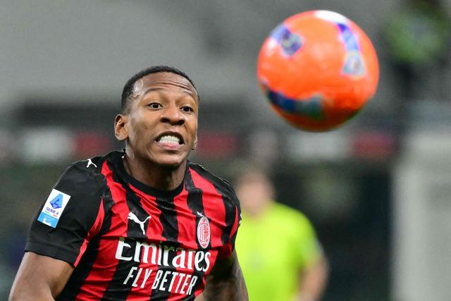 AC Milan's Ecuadorian defender #02 Pervis Estupinan runs for the ball during the Italian Serie A football match between AC Milan and Lecce at San Siro stadium in Milan, northern Italy, on January 18, 2026. (Photo by Stefano RELLANDINI / AFP)
