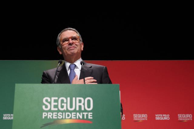 Socialist candidate Jose Antonio Seguro addresses supporters on the night of Portugal's presidential election first round in Caldas da Rainha on January 18, 2026. Portugal's socialist candidate won the first round of the presidential election and will face the far-right candidate in the second round, near-complete results showed today. With votes from 95 percent of constituencies counted, Socialist Antonio Jose Seguro was leading with 30.6 percent of the vote, while far-right contender Andre Ventura came in second with 24.2 percent. (Photo by PATRICIA DE MELO MOREIRA / AFP)