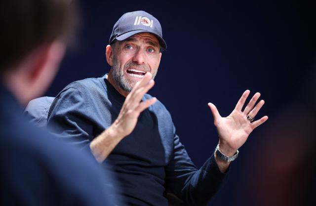 Jurgen Klopp, German football coach and "Global Head of Soccer" at Red Bull, is pictured during an AFP interview at RB Leipzig's headquarters in Leipzig, eastern Germany, on January 17, 2026. Despite leaving Liverpool as one of the most highly regarded coaches in football in 2024, Jurgen Klopp said he never considered himself among the game's best. (Photo by Ronny HARTMANN / AFP)