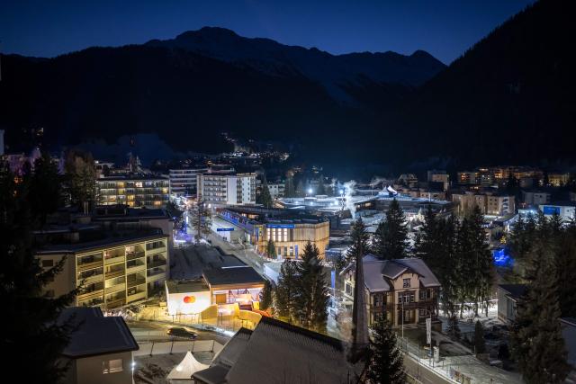 EDITORS NOTE: Graphic content / This photograph shows a view of the Congress Centre that hosts the World Economic Forum (WEF) annual meeting in the Alpine resort of Davos on its opening day in Davos on January 19, 2026. The World Economic Forum takes place in Davos from January 19 to January 23, 2026. (Photo by Fabrice COFFRINI / AFP)