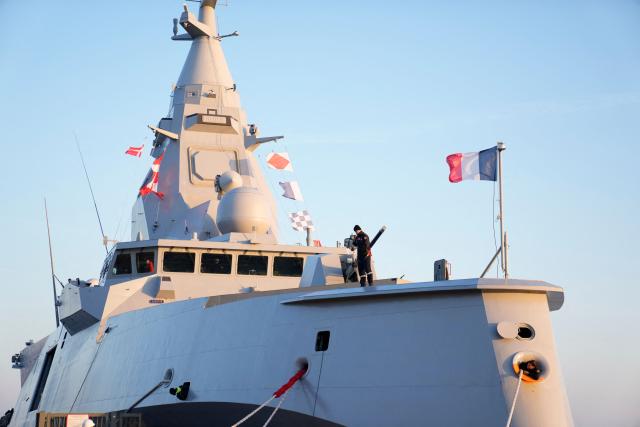 The new French FDI frigate Amiral Ronarc'h docks at Nordre Toldbod in Copenhagen, Denmark, on January 19, 2026. The French FDI frigate Amiral Ronarc'h is in Copenhagen as part of the dialogue regarding Denmark's upcoming acquisition of new frigates for the Defense. The frigate is among the first next-generation frigates delivered to NATO allies and is built by the manufacturer Naval Group. (Photo by Thomas Traasdahl / Ritzau Scanpix / AFP) / Denmark OUT