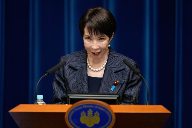 (FILES) Japan's new Prime Minister Sanae Takaichi speaks during a press conference at the prime minister's office in Tokyo on October 21, 2025. Takaichi said on January 19, 2026 she wanted to ask the public if she is 'fit' to be premier after announcing plans to dissolve parliament for a snap election. (Photo by Eugene Hoshiko / POOL / AFP)