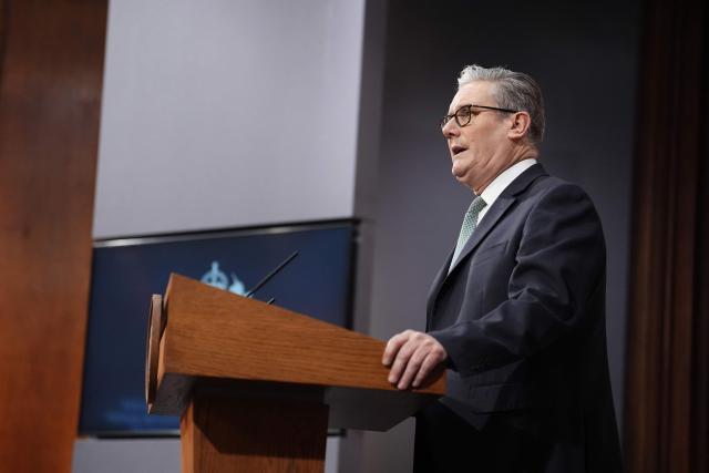 Britain's Prime Minister Keir Starmer delivers a statement in the media briefing room at 9 Downing Street in central London on January 19, 2026. Starmer said a trade war over Greenland is 'in no one's interest'. (Photo by Jordan Pettitt / POOL / AFP)