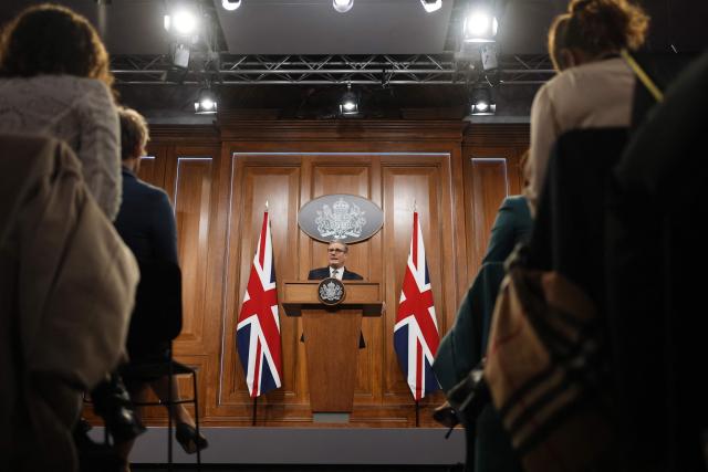 Britain's Prime Minister Keir Starmer delivers a statement in the media briefing room at 9 Downing Street in central London on January 19, 2026. Starmer said a "trade war is in no one's interest" on January 19, after US President Donald Trump vowed to hit Britain and European countries with tariffs over their support for Greenland. (Photo by Jordan Pettitt / POOL / AFP)