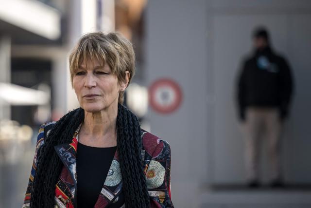 EDITORS NOTE: Graphic content / Amnesty International Secretary General Agnes Callamard looks on on the opening day of the World Economic Forum (WEF) annual meeting in Davos on January 19, 2026. The World Economic Forum takes place in Davos from January 19 to January 23, 2026. (Photo by Fabrice COFFRINI / AFP)
