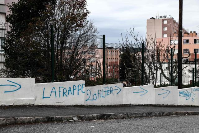 This photograph shows buildings of the "Borels" residential complex in the 15th arrondissement of Marseille, southeastern France on January 19, 2026. (Photo by Thibaud MORITZ / AFP)