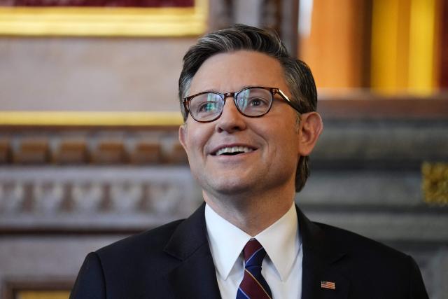 US House Speaker Mike Johnson is pictured during a visit to the House of Commons in central London on January 19, 2026. (Photo by Jordan Pettitt / POOL / AFP)