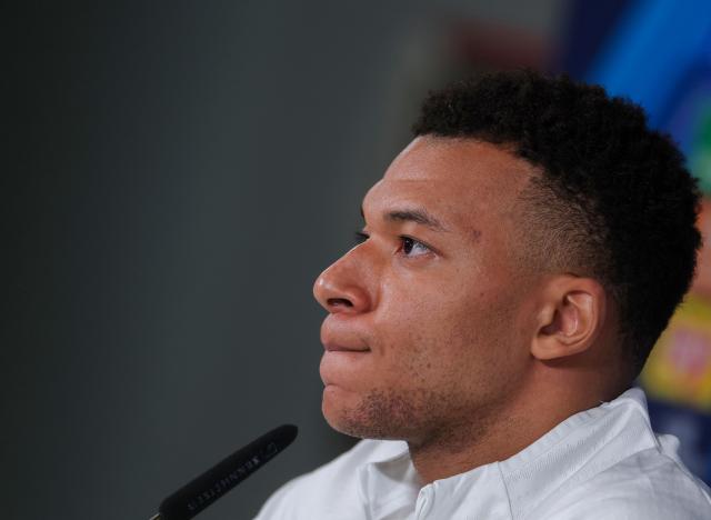 Real Madrid's French forward #10 Kylian Mbappe attends a press conference on the eve of the UEFA Champions League league phase day 7 football match between Real Madrid CF and AS Monaco at Real Madrid Sports City in Valdebebas, on the outskirts of Madrid, on January 19, 2026. (Photo by Pierre-Philippe MARCOU / AFP)