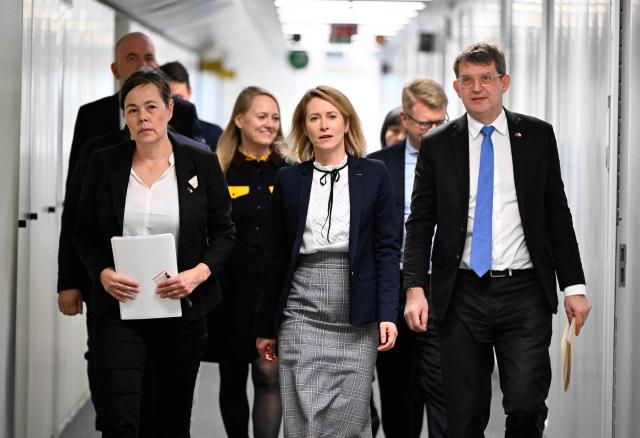 (From L) Greenland's Foreign Minister Vivian Motzfeldt, EU High Representative and Vice-President for Foreign Affairs and Security Policy Kaja Kallas and Denmark's Defence Minister Troels Lund Poulsen arrive to attend a meeting at the EU Headquarters in Brussels on January 19, 2026. (Photo by JOHN THYS / AFP)