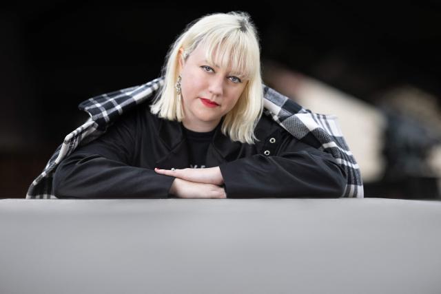 French designer Jeanne Friot poses during a photo session in Paris on January 16, 2026. (Photo by JOEL SAGET / AFP)