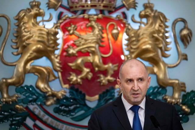 Bulgaria's President Rumen Radev addresses the nation to announce his resignation in Sofia on January 19, 2026. The Balkan country, which introduced the euro on January 1, was plunged into fresh political turmoil after a series of widespread anti-corruption protests swept a conservative-led government from office in mid-December. (Photo by Nikolay DOYCHINOV / AFP)