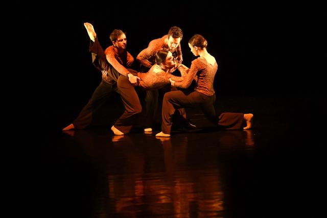 Members of the Hungarian contemporary ballet group "Budapest Dance Theatre" perform on stage during a rehearsal of "Quattro Stagioni (Four Seasons)", choreographed by French Aurelie Mounier composed by Italian Antonio Vivaldi at the National Dance Theatre in Budapest, on January 19, 2026. The Hungarian premiere will be held on January 20, 2026. (Photo by Attila KISBENEDEK / AFP)