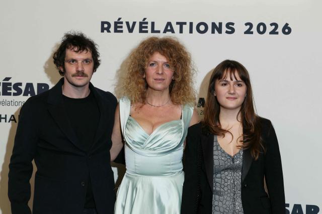 (LtoR) French actor Felix Moati, French director Baya Kasmi and German actress Patience Munchenbach pose during the photocall of the "2026 Revelation des Cesars" ahead of the 51st edition of the Cesar Film Awards ceremony, at The Elysee Montmartre in Paris on January 19, 2026. (Photo by Alain JOCARD / AFP)