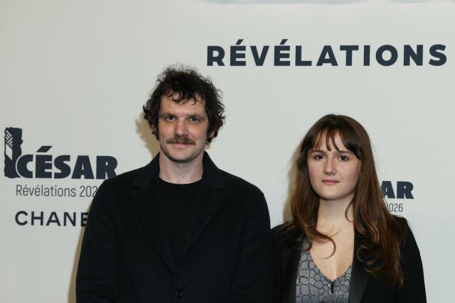 French actor Felix Moati and German actress Patience Munchenbach pose during the photocall of the "2026 Revelation des Cesars" ahead of the 51st edition of the Cesar Film Awards ceremony, at The Elysee Montmartre in Paris on January 19, 2026. (Photo by Alain JOCARD / AFP)