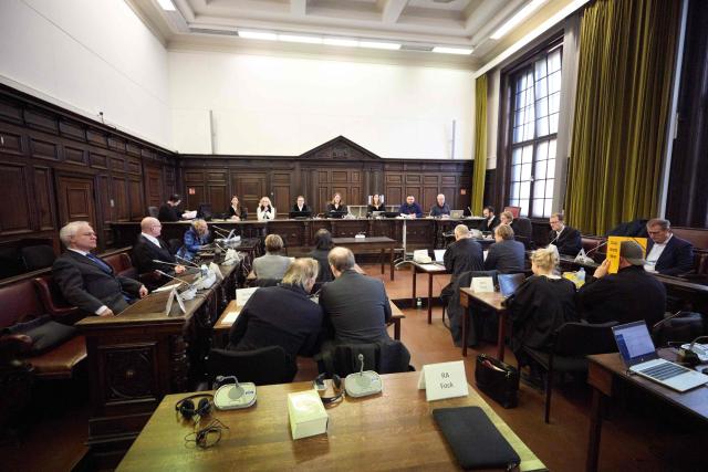 An overview shows the courtroom prior to the start of a session of the trial over alleged child abduction at the District Court in Hamburg, northern Germany, on January 20, 2026. The public prosecutor's office accuses Block, heiress of a steakhouse chain, of ordering the abduction of her daughter, born in 2010, and her son, born in 2013. According to the indictment, the background to this is an escalating custody dispute over many years between Block and her former husband, who have four children together. (Photo by Georg Wendt / POOL / AFP)