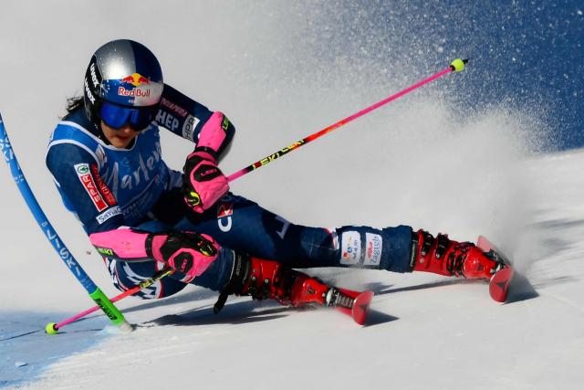 Croatia's Zrinka Ljutic competes in the first run of the Women's Giant Slalom event of FIS Alpine Skiing World Cup in Kronplatz, Plan de Corones, Italy, on January 20, 2026. (Photo by Marco BERTORELLO / AFP)