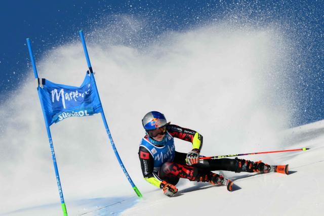 Albania's Lara Colturi competes in the first run of the Women's Giant Slalom event of FIS Alpine Skiing World Cup in Kronplatz, Plan de Corones, Italy, on January 20, 2026. (Photo by Marco BERTORELLO / AFP)
