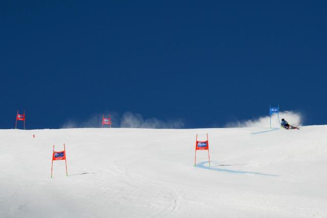 Russia's Ekaterina Tkachenko competes in the first run of the Women's Giant Slalom event of FIS Alpine Skiing World Cup in Kronplatz, Plan de Corones, Italy, on January 20, 2026. (Photo by Marco BERTORELLO / AFP)