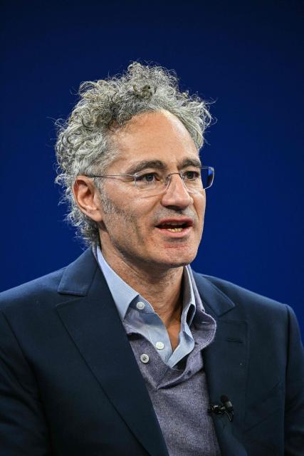 CEO of Palantir Technologies Alex Karp speaks during the World Economic Forum (WEF) annual meeting in Davos on January 20, 2026. The World Economic Forum takes place in Davos from January 19 to January 23, 2026. (Photo by Fabrice COFFRINI / AFP)