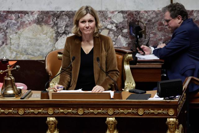 President of the French National Assembly Yael Braun-Pivet heads a session of questions to the government at The National Assembly, France's lower house parliament, in Paris on January 20, 2026. (Photo by STEPHANE DE SAKUTIN / AFP)