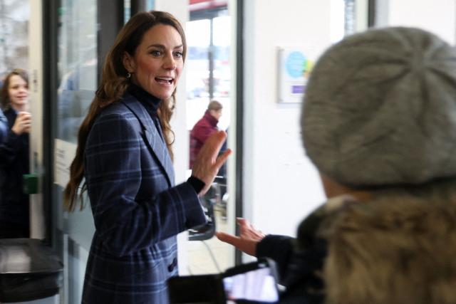 Britain's Catherine, Princess of Wales leaves after meeting with the Team GB and Paralympics GB Curling teams ahead of the Winter Olympic Games, at the National Curling Academy in Stirling, in Scotland on January 20, 2026. (Photo by Russell Cheyne / POOL / AFP)