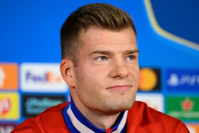 Atletico Madrid's Norwegian forward #09 Alexander Sorloth looks on during a press at the Rams Park Stadium in Istanbul on January 20, 2026, on the eve of their UEFA Champions League, league phase football match against Galatasaray. (Photo by Yasin AKGUL / AFP)