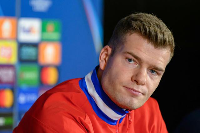 Atletico Madrid's Norwegian forward #09 Alexander Sorloth looks on during a press at the Rams Park Stadium in Istanbul on January 20, 2026, on the eve of their UEFA Champions League, league phase football match against Galatasaray. (Photo by Yasin AKGUL / AFP)