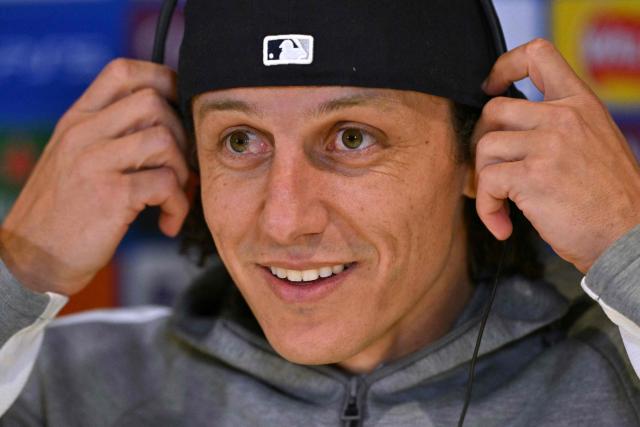Pafos FC's Brazilian defender #04 David Luiz attends a press conference at Stamford Bridge in London on January 20, 2026, on the eve of their UEFA Champions League, league phase football match against Chelsea. (Photo by Glyn KIRK / AFP)