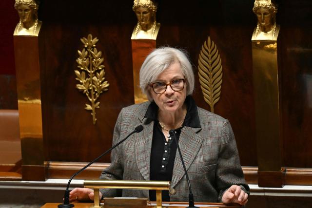 (FILES) France's Defence Minister Catherine Vautrin delivers a speech during a debate on France's role in preventing and resolving international political crises, particularly in Venezuela at the National Assembly in Paris, on January 19, 2026. French arms exports are expected to reach ‘around Ђ20 billion’ in 2025, close to the Ђ21.6 billion recorded the previous year, Defence Minister Catherine Vautrin announced on Janaury 20, 2026. ‘For 2025, as in 2024, we should record around Ђ20 billion in export orders, a third of which will be on the European continent,’ Ms Vautrin said in her New Year's address. (Photo by Bertrand GUAY / AFP)