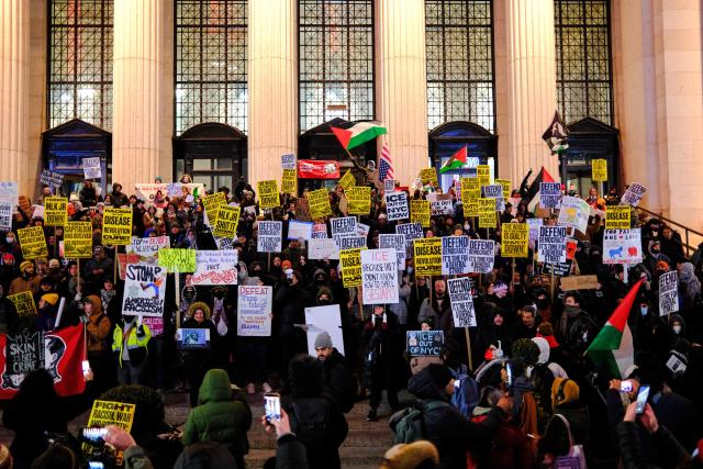 People take part in the nationwide "Stop ICE Terror" rally in New York on January 20, 2026, protesting US President Donald Trump’s immigration policies. (Photo by CHARLY TRIBALLEAU / AFP)