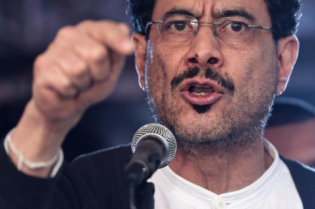 Colombia's presidential candidate for the Pacto Historico party, Ivan Cepeda, speaks during a campaign rally in Bogota on January 20, 2026. Colombia will hold a presidential election on May 31, 2026. (Photo by Jose VARGAS / AFP)