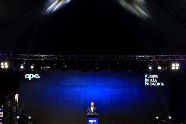 Chile's President-elect Jose Antonio Kast speaks during the presentation of his cabinet at the office of the president-elect, commonly nicknamed as 'La Moneda Chica' in Las Condes, Santiago, on January 20, 2026. Chile's right-wing president-elect Jose Antonio Kast on january 20 named two ex-lawyers of former dictator Augusto Pinochet to lead the ministries of defense and human rights when he takes office in March. (Photo by Alvaro NARANJO / AFP)