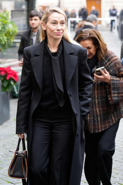 Italian ballerina Eleonora Abbagnato is pictured outside the PM23 exhibition site where late Italian fashion designer Valentino Garavani is lying in state before the funeral, in Rome on January 21, 2026. (Photo by Stefano Costantino / AFP)