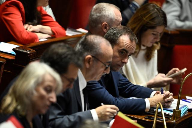 (from 3rd-L) France's Interior Minister Laurent Nunez, France's Prime Minister Sebastien Lecornu (C) and France's Government Spokesperson Maud Bregeon attend a session of questions to the government at The National Assembly, France's lower house parliament, in Paris on January 21, 2026. (Photo by JULIEN DE ROSA / AFP)