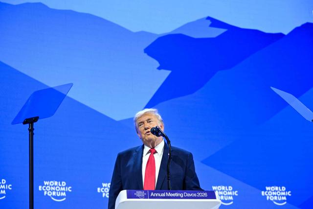 US President Donald Trump delivers a special address during the World Economic Forum (WEF) annual meeting in Davos on January 21, 2026. The World Economic Forum takes place in Davos from January 19 to January 23, 2026. (Photo by Mandel NGAN / AFP)