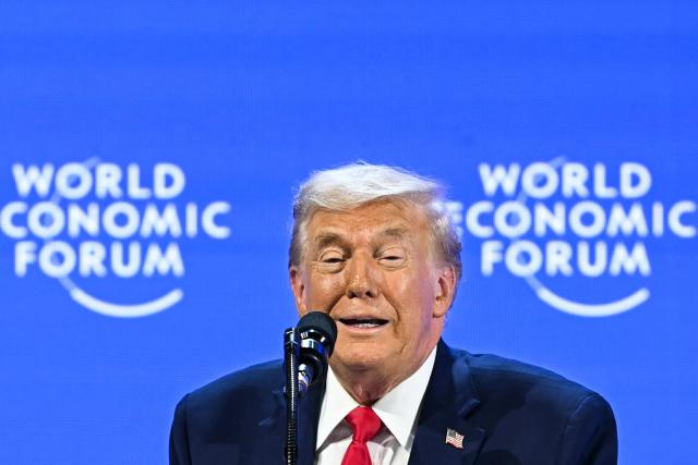 US President Donald Trump delivers a special address during the World Economic Forum (WEF) annual meeting in Davos on January 21, 2026. The World Economic Forum takes place in Davos from January 19 to January 23, 2026. (Photo by Fabrice COFFRINI / AFP)