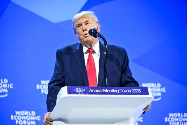 US President Donald Trump delivers a special address during the World Economic Forum (WEF) annual meeting in Davos on January 21, 2026. The World Economic Forum takes place in Davos from January 19 to January 23, 2026. (Photo by Mandel NGAN / AFP)