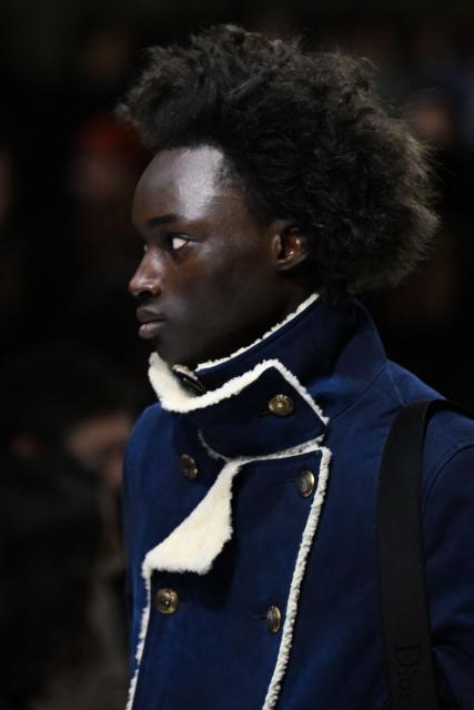 A model presents a creation by Dior for the Menswear Ready-to-wear Fall-Winter 2026/2027 collection as part of the Men Paris Fashion Week in Paris on January 21, 2026.  (Photo by Blanca CRUZ / AFP)