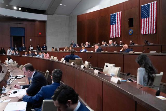 Members of the House Committee on Oversight and Government Reform hold a markup committee meeting on holding former US President Bill Clinton and former US Secretary of State Hillary Clinton in Contempt of Congress for refusal to comply with a subpoena issued by the committee, on Capitol Hill in Washington, DC, January 21, 2026. A US House panel was set to vote Wednesday on whether to launch contempt of Congress proceedings against Bill and Hillary Clinton over their refusal to testify before its politically charged investigation into sex offender Jeffrey Epstein. (Photo by SAUL LOEB / AFP)