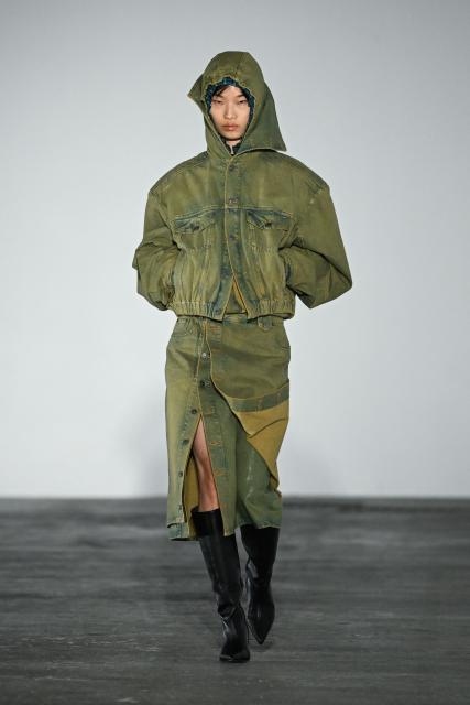 A model presents a creation by Egonlab for the Menswear Ready-to-wear Fall-Winter 2026/2027 collection as part of the Men Paris Fashion Week in Paris on January 21, 2026.  (Photo by Blanca CRUZ / AFP)