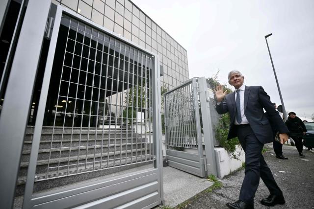 Italy's Sport Minister Andrea Abodi arrives at the FMSI (Italian Sports Medicine Federation) headquarters and antidoping laboratories prior a press conference in Rome on January 21, 2026. The facility, one of 30 worldwide accredited by the WADA (World Antidoping Agency), is located on the outskirts of the capital, making Italy a point of reference not only for the upcoming Olympic and Paralympic Games Milano Cortina 2026, but also for the international sports system. (Photo by Filippo MONTEFORTE / AFP)