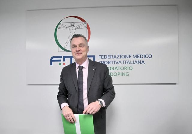 Senior Director, Science and Medicine WADA (World Anti-Doping Agency) Olivier Rabin poses at the FMSI (Italian Sports Medicine Federation) headquarters and antidoping laboratory, after a press conference in Rome on January 2026. The anti-doping laboratory in Rome received its Olympic accreditation from the World Anti-Doping Agency (WADA) on January 21, 2026 for the 2026 Olympic (February 6-22) and Paralympic (March 6-15) Games in Milan Cortina. (Photo by FILIPPO MONTEFORTE / AFP)