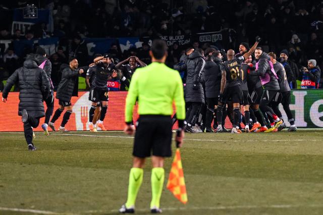 Qarabag's players celebrate a goal during the UEFA Champions League league phase football match between Qarabag and Frankfurt at the Tofiq Bahramov Republican Stadium in Baku on January 21, 2026. (Photo by Tofik BABAYEV / AFP)