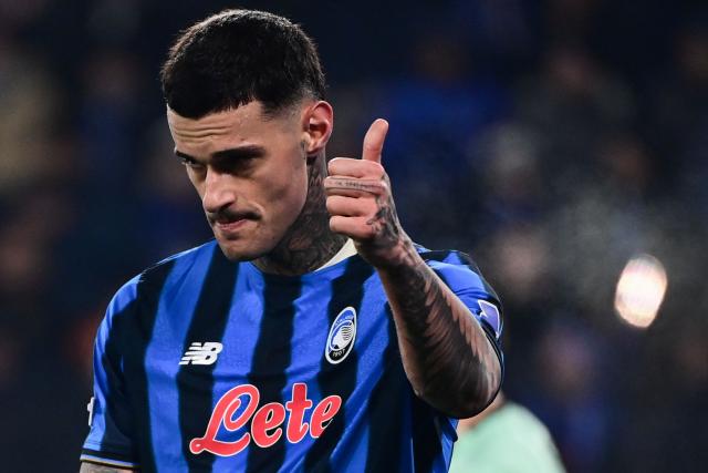 Atalanta's Italian forward #09 Gianluca Scamacca reacts after a disallowed goal during the UEFA Champions League, league phase day 7, football match between Atalanta Bergame and Athletic Bilbao at the stadio Atleti Azzurri d'Italia stadium in Bergamo on January 21, 2026. (Photo by PIERO CRUCIATTI / AFP)