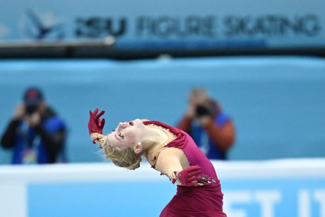 New Zealand Petra Lahti Petra Lahti falls down in the women’s short program during the ISU figure skating Four Continents Championships 2026 in Beijing on January 22, 2026. (Photo by WANG Zhao / AFP)